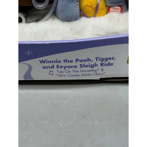 Disney Winnie The Pooh, Tigger Eeyore Sleigh Ride sing animated plush READ NEW